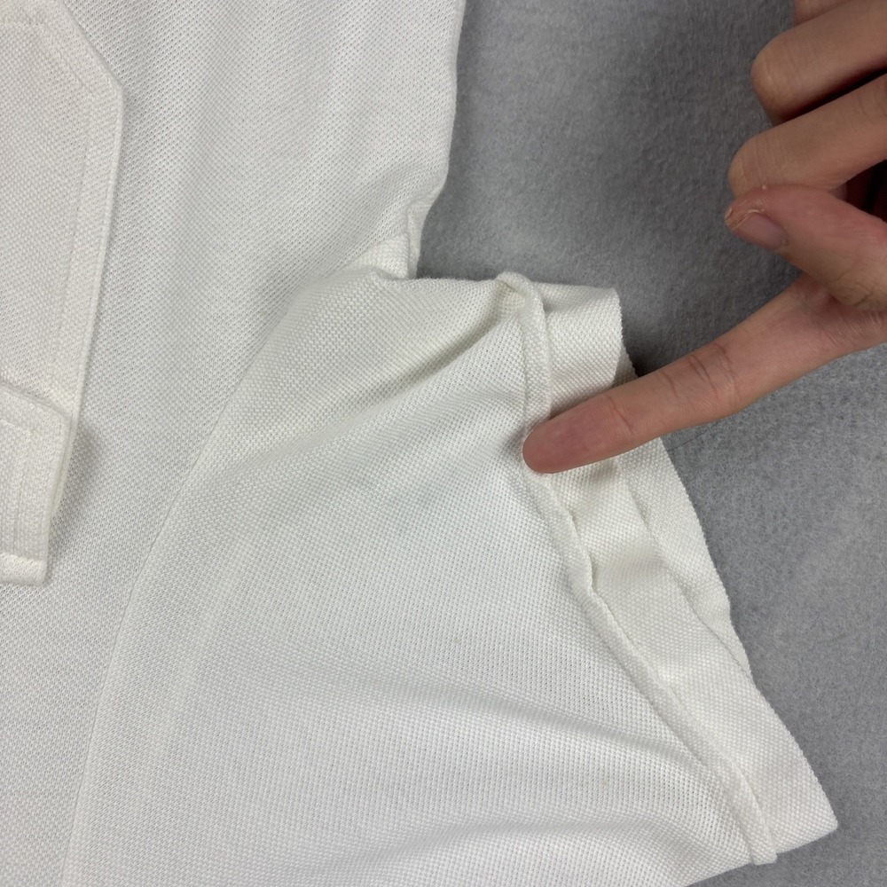 Vintage Lacoste Polo Shirt Men’s Medium White Safari Pockets Utility Pique Slim - Picture 9 of 12